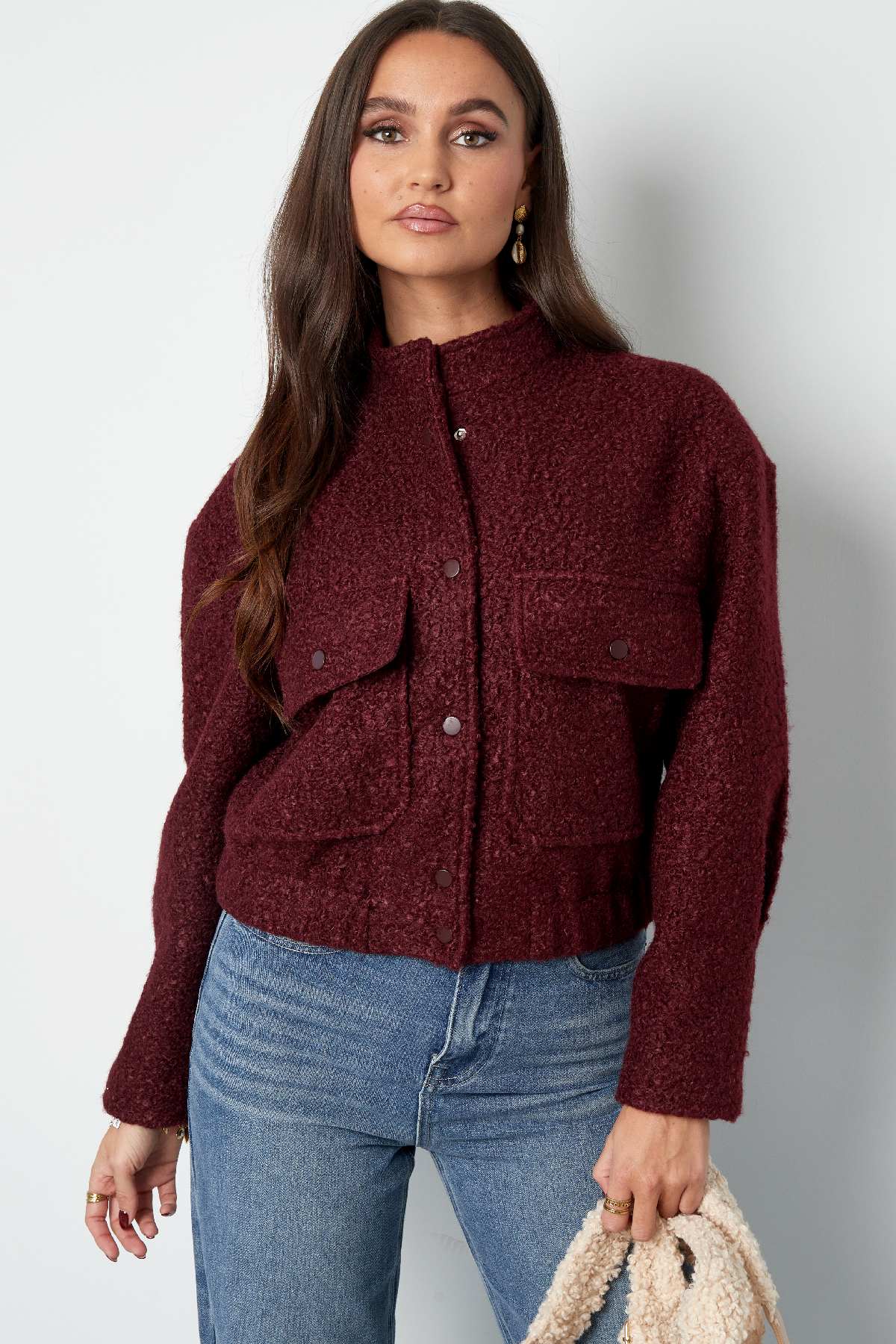 Boucle bomber jacket - Red h5 Picture5